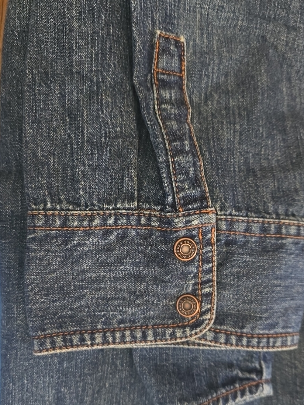 Old Navy Vintage Y2K Denim Snap Buttondown Blouse 100% Cotton 3/4 Sleeve Western - Picture 7 of 8